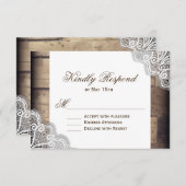 Rustikales Holz- und Spitzen-RSVP-Reputationskarte RSVP Karte (Vorne/Hinten)