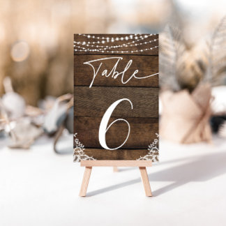 Rustikales Holz und Spitzenland Hochzeiten Tischnu Tischnummer