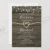 Rustikales Holz- und Strandlicht Hochzeitsempfang Einladung (Vorderseite)