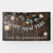 Rustikales Holz- und Strandlicht Silvester Party Banner (Horizontal)