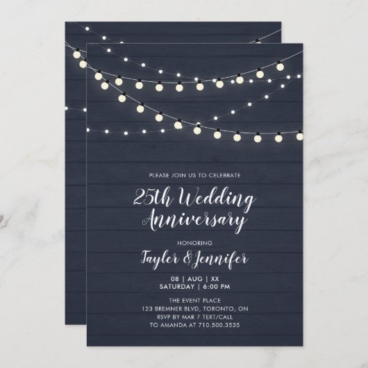 Rustikales Holz- und Streichellicht 25 Hochzeitsta Einladung (Vorne/Hinten)
