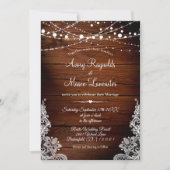 Rustikales Holz und Streichellichter Hochzeit Einladung (Vorderseite)