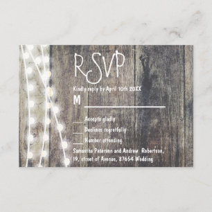 Rustikales Holz und Streichellichter Hochzeit RSVP Karte