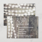 Rustikales Holz und Streichellichter Hochzeit RSVP Karte (Vorne/Hinten)