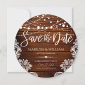 Rustikales Holz und Streichellichter Hochzeit Save The Date (Vorderseite)