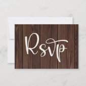 Rustikales Holz und Streichellichter Hochzeitsszen RSVP Karte (Rückseite)
