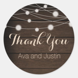 Rustikales Holz und Streichlicht Danke Siegel Runder Aufkleber