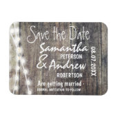 Rustikales Holz und Streichlichter Save the Date Magnet (Horizontal)