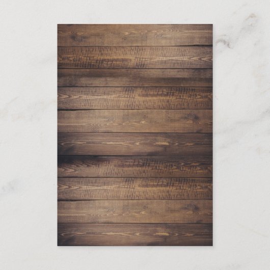 Rustikales Holz und String Lights | Angaben zur Ho Begleitkarte (Rückseite)