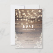 Rustikales Holz und String Lights | VINTAGE UAWG RSVP Karte (Vorderseite)