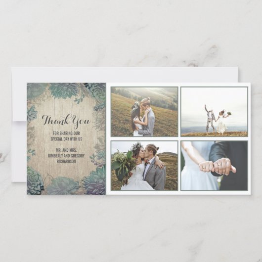 Rustikales Holz und Sukkulente Hochzeit danke (Vorderseite)