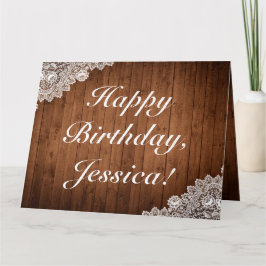 Rustikales Holz und viel Glück zum Geburtstag Karte