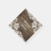 Rustikales Holz und Vintage Hochzeit Personalisier Serviette (Ecke)