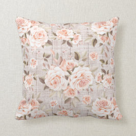 Rustikales Holz und Vintage Rose Romantisches Shab Kissen