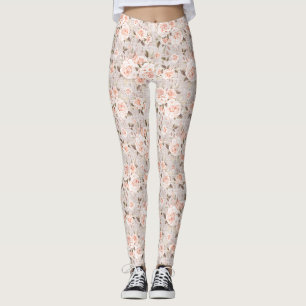 Rustikales Holz und Vintage Rose Romantisches Shab Leggings
