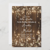 Rustikales Holz und Weiße Flora Save The Date (Vorderseite)