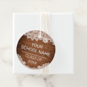 Rustikales Holz und weiße Spitzen Abschluss Glückw Geschenkanhänger (Beispiel)