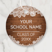 Rustikales Holz und weiße Spitzen Abschluss Glückw Geschenkanhänger (Vorderseite)