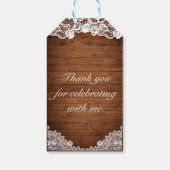 Rustikales Holz und weiße Spitzen Bat Mitzvah Geschenkanhänger (Rückseite)