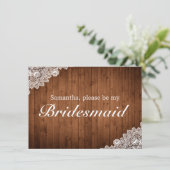 Rustikales Holz und weiße Spitzen-Bridmitte Einlad Save The Date (Stehend Vorderseite)