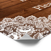 Rustikales Holz und weiße Spitzen Geburtstag Begrü Poster (Ecke)