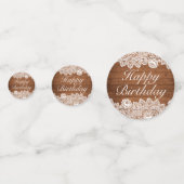 Rustikales Holz und weiße Spitzen glücklich zum Ge Konfetti (Rückseiten)