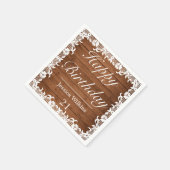 Rustikales Holz und weiße Spitzen glücklich zum Ge Serviette (Ecke)