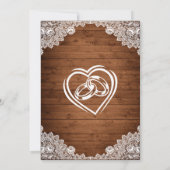 Rustikales Holz und weiße Spitzen Hochzeit Jahrest Einladung (Rückseite)