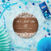 Rustikales Holz und weiße Spitzen Hochzeit Jahrest Pappteller (Party)