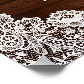 Rustikales Holz und weiße Spitzen Hochzeiten Foto Poster (Ecke)
