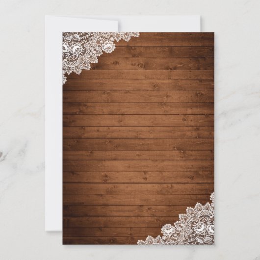 Rustikales Holz und weiße Spitzen Mädchen Geburtst Einladung (Rückseite)