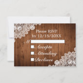 Rustikales Holz und weiße Spitzen Neujahr Party RSVP Karte (Rückseite)