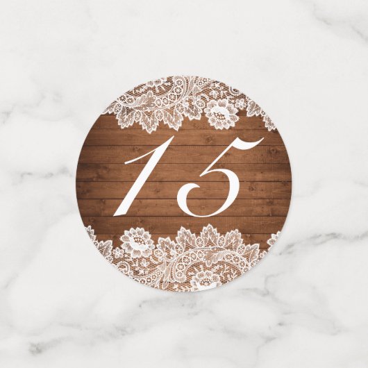 Rustikales Holz und weiße Spitzen Quinceañera Konfetti (Klein Vorderseite)