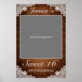 Rustikales Holz und weiße Spitzen Sweet 16 Foto Pr Poster