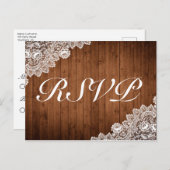 Rustikales Holz und weiße Spitzen UAWG Einladung Postkarte (Vorne/Hinten)