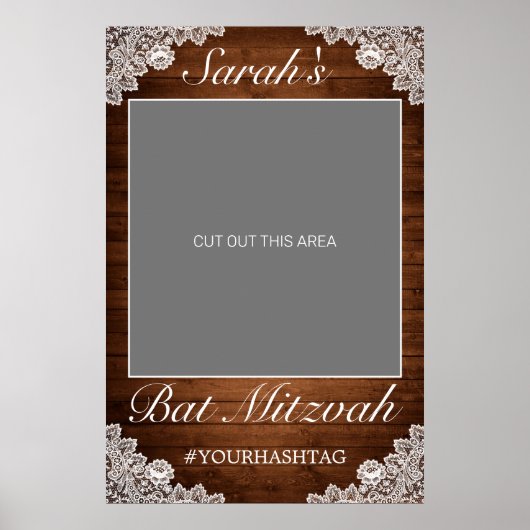 Rustikales Holz und Weißspitzen Bat Mitzvah Foto P Poster (Vorne)