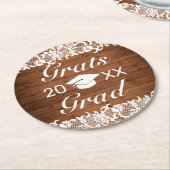 Rustikales Holz und Weißspitzen Grats Abschluss Runder Pappuntersetzer (Angewinkelt)