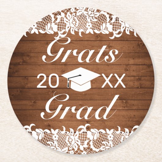 Rustikales Holz und Weißspitzen Grats Abschluss Runder Pappuntersetzer (Vorderseite)