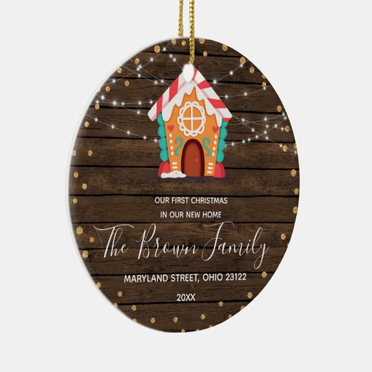 Rustikales Holz Unsere ersten Weihnachten in unser Keramik Ornament (Rechts)