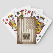 Rustikales Holz-USA-Flaggen-Monogramm Spielkarten (Rückseite)