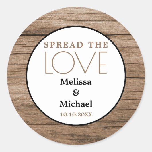 Rustikales Holz verbreitete die Gastgeschenk Hochz Runder Aufkleber (Vorderseite)