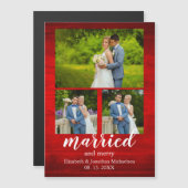 Rustikales Holz Verheiratet und fröhliches Foto Co Magnetkarte (Vorne/Hinten)