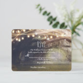 Rustikales Holz verzauberte Waldlichter Hochzeit R RSVP Karte (Stehend Vorderseite)