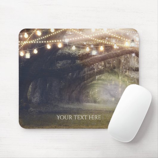 Rustikales Holz verzauberter Wald & Lichter Elegan Mousepad (Mit Mouse)