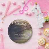 Rustikales Holz verzauberter Wald & Lichter Hochze Pappteller (Party)