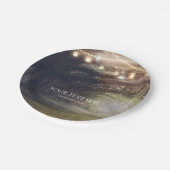 Rustikales Holz verzauberter Wald & Lichter Hochze Pappteller (Schrägansicht)