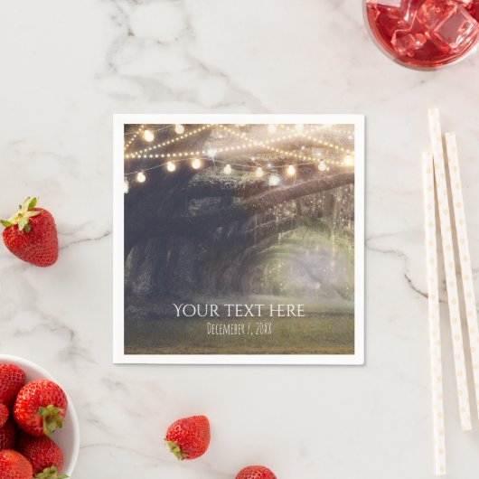 Rustikales Holz verzauberter Wald & Lichter Hochze Serviette (Beispiel)