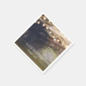 Rustikales Holz verzauberter Wald & Lichter Hochze Serviette (Ecke)