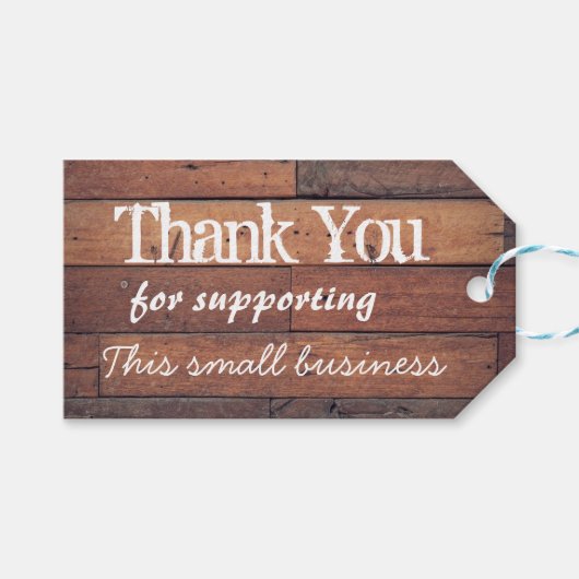 Rustikales Holz Vielen Dank Business Personalisier Geschenkanhänger (Vorderseite (Horizontal))