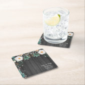 Rustikales Holz Vintag Aquarell Blume & Glitzern Rechteckiger Pappuntersetzer (Vor Ort)